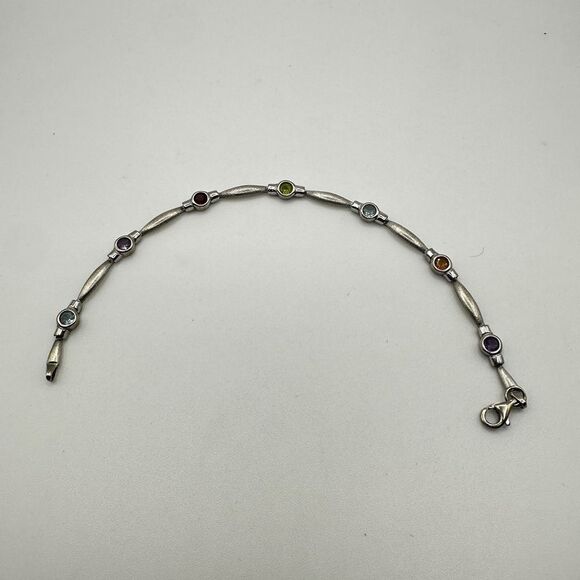 7" 14k white gold and multi-faceted gemstone bracelet! - Picture 14 of 14